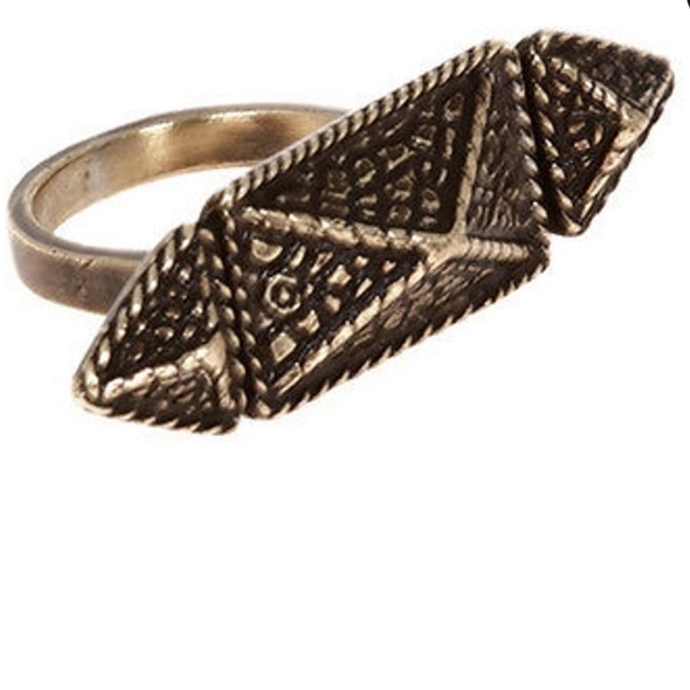 Vanessa Mooney Pyramid Ring In Vintage Brass
